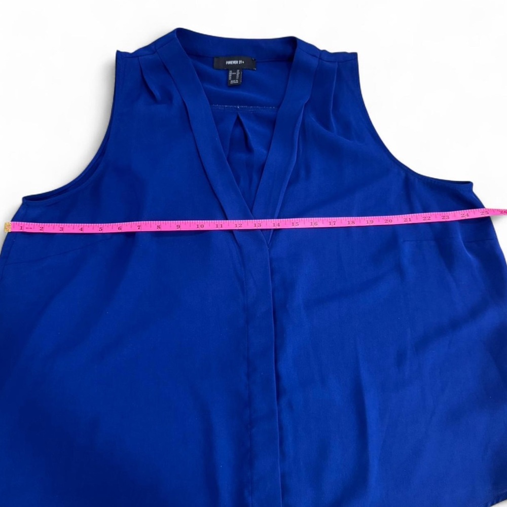 Forever 21 Plus Size 2X Royal Blue Sleeveless V-Neck Blouse - Picture 5 of 6